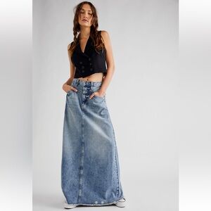 We The Free Blue Denim maxi skirt